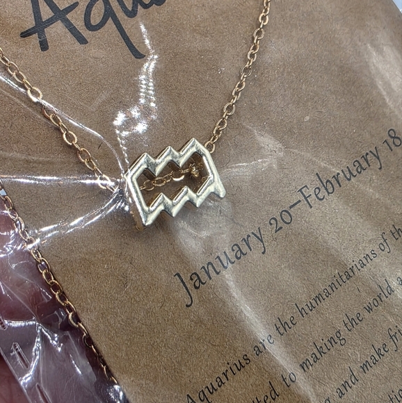 Aquarius Gold Toned Zodiac Necklace - Picture 4 of 4